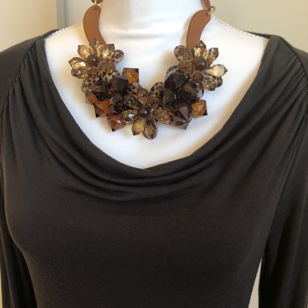 LeJu London Statement Necklace Brown/Tortoise Tone